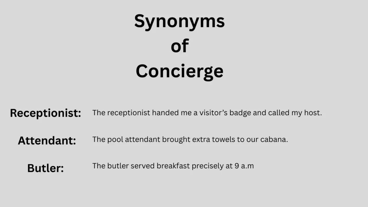 Synonyms of Concierge in text